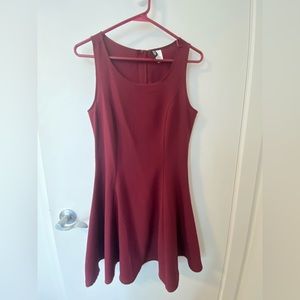 Burgundy flowy A-Line mini dress